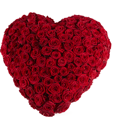 Funeral - Red roses heart - Warmly